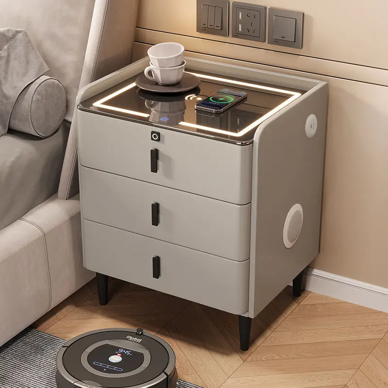New Solid Wood Light Luxury Bedside Cabinet Home Bedroom Premium Feeling Bedside Cabinet — image 2