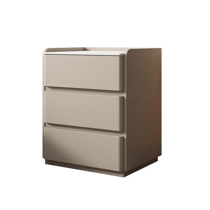 Modern Light Luxury Solid Wood Bedside Cabinet Cream Style Bedroom Floor Bedside Cabinet — view 1