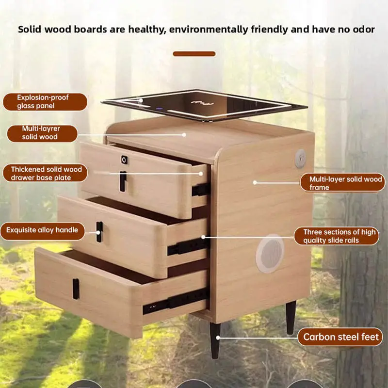 New Solid Wood Light Luxury Bedside Cabinet Home Bedroom Premium Feeling Bedside Cabinet — image 6