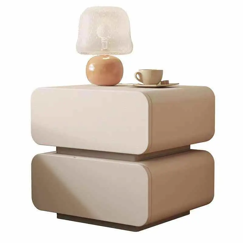 Scandinavian Light Luxury Solid Wood Bedside Cabinet Modern Cream Wind Bedside Cabinet — view 1