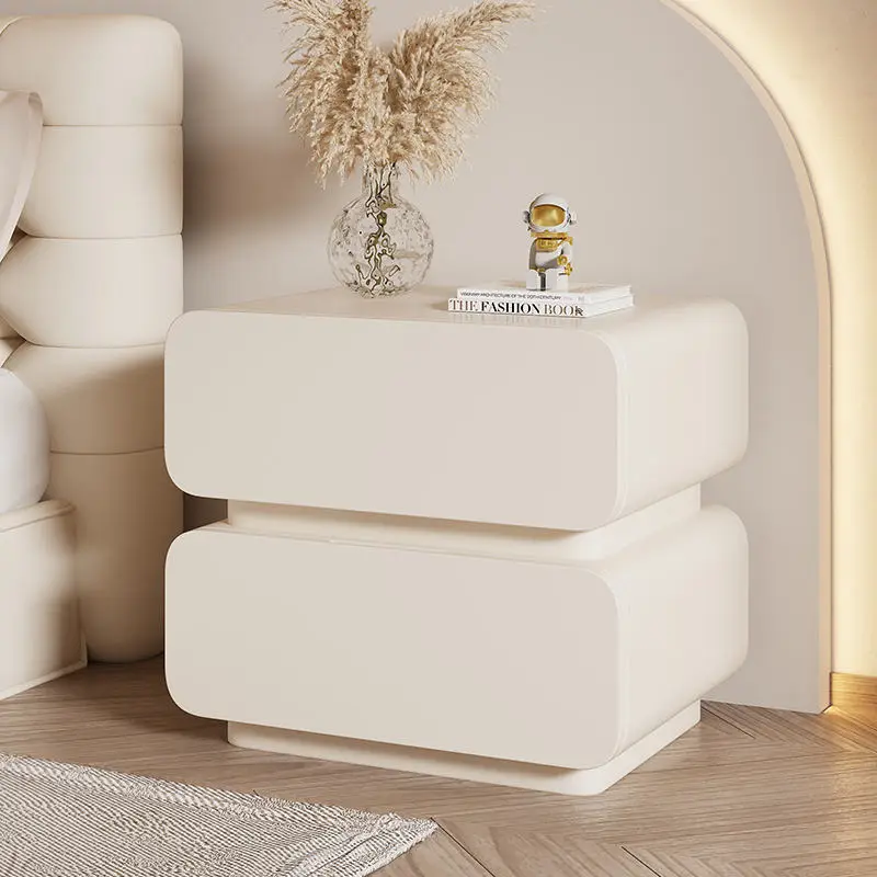 Scandinavian Light Luxury Solid Wood Bedside Cabinet Modern Cream Wind Bedside Cabinet — image 2
