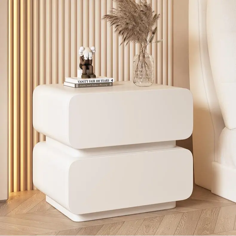 Scandinavian Light Luxury Solid Wood Bedside Cabinet Modern Cream Wind Bedside Cabinet — image 3