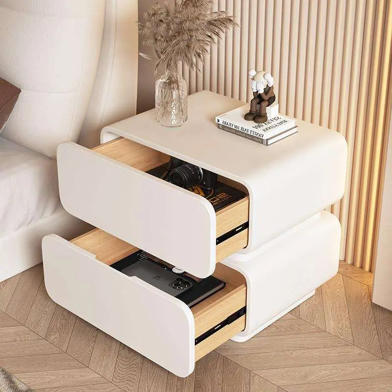 Scandinavian Light Luxury Solid Wood Bedside Cabinet Modern Cream Wind Bedside Cabinet — image 4
