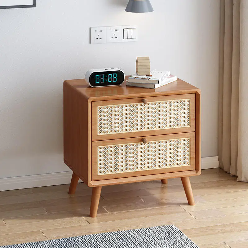 Bedside Table Made of Solid Wood in Cherry, Walnut or Natural Wood Color Nordic Minimalist Calm Style — image 3