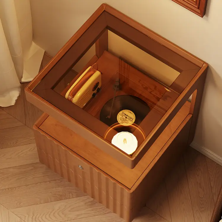 Multifunctional 2 Storage Drawers Bedside Table Sofa Side Coffee Table Bedroom Furniture Wooden Bedside Table — image 5