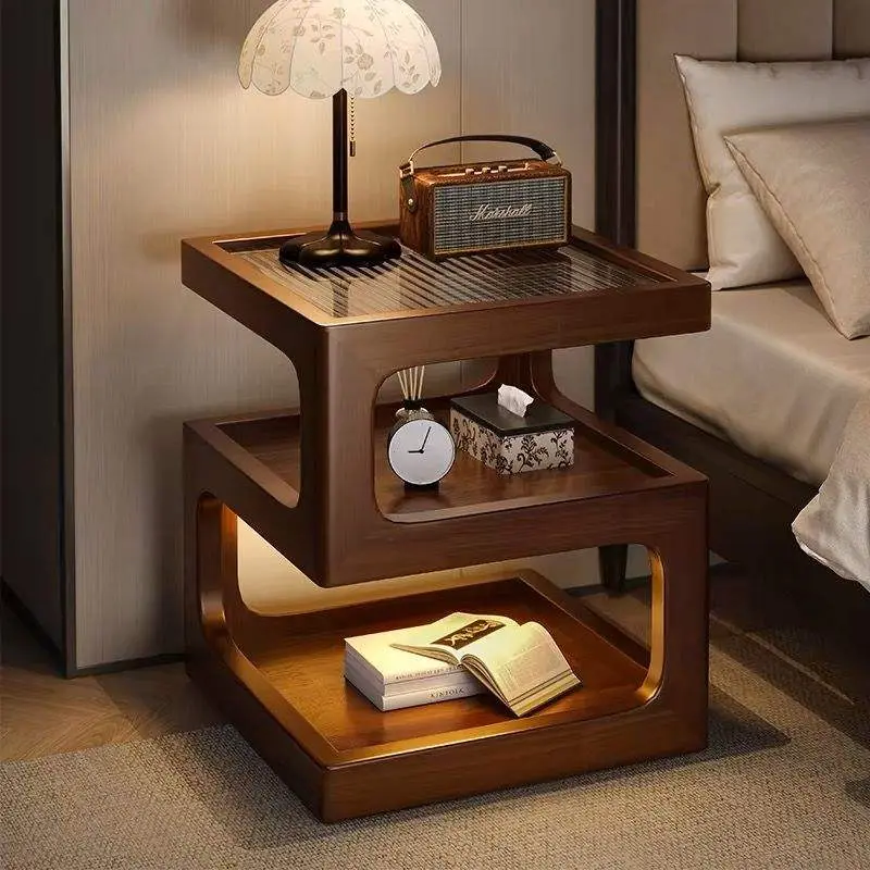 Simple Modern Bedroom Solid Wooden Bedside Table Light Luxury Bedside Cabinet Small Apartment Bedside Cabinet — view 1