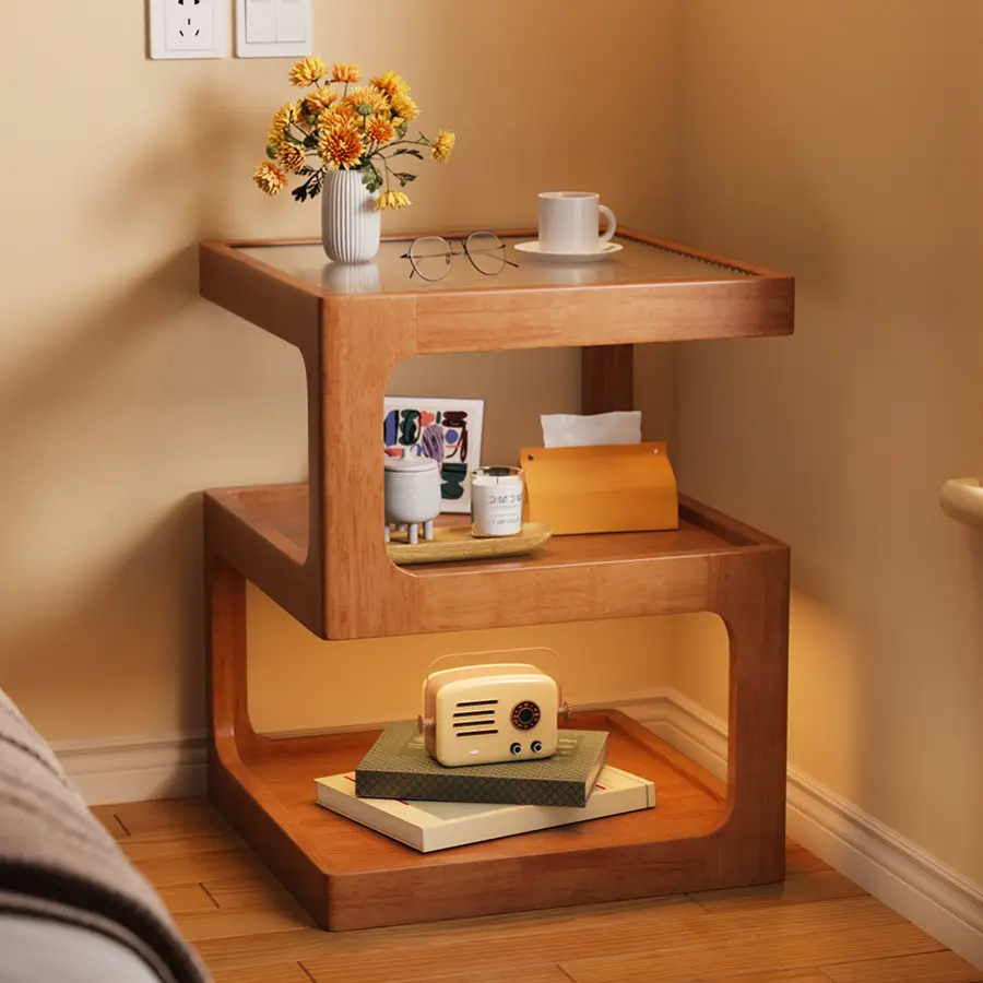 Simple Modern Bedroom Solid Wooden Bedside Table Light Luxury Bedside Cabinet Small Apartment Bedside Cabinet — image 3