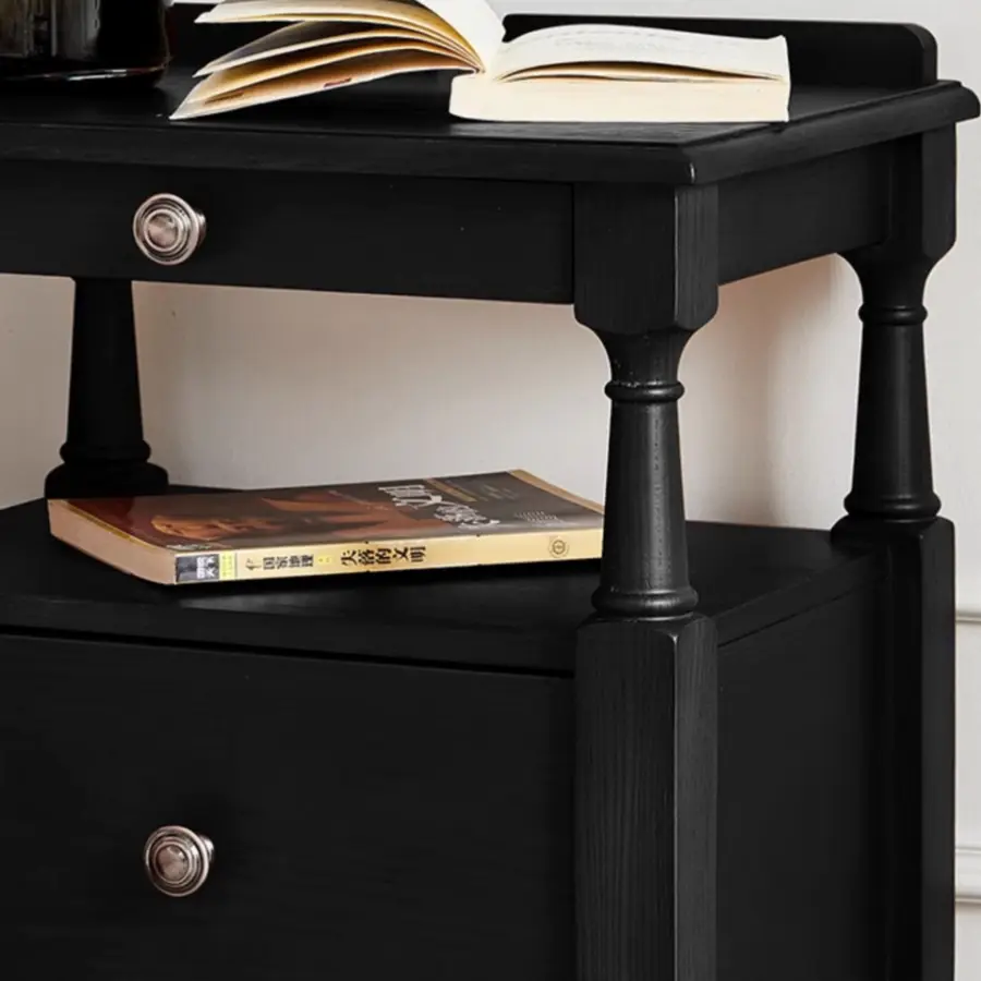 French Vintage Bedside Storage Cabinet Master Bedroom Solid Wood Bedside Cabinet — image 4