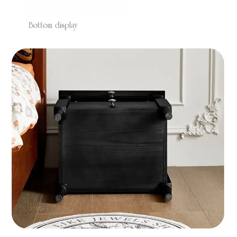 French Vintage Bedside Storage Cabinet Master Bedroom Solid Wood Bedside Cabinet — image 6