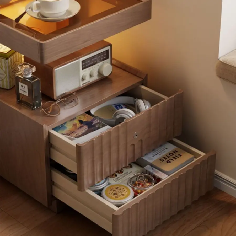 New Light Luxury Solid Wood Bedside Cabinet Home Premium Feeling Bedroom Bedside Cabinet — image 5