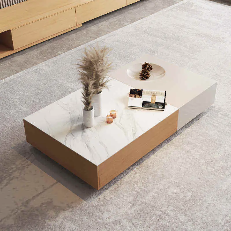 Granite Slab Coffee Table with Color-matching Design, No Paint, Modern Rustic Style Rectangular TV Cabinet — image 3