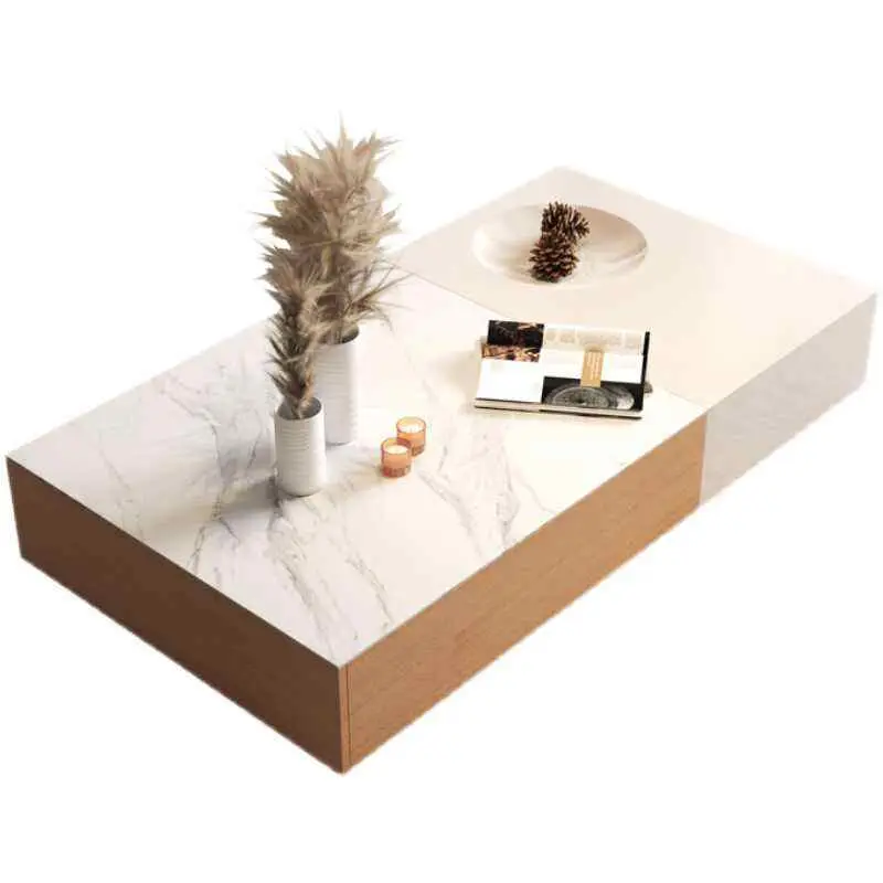 Granite Slab Coffee Table with Color-matching Design, No Paint, Modern Rustic Style Rectangular TV Cabinet — image 6
