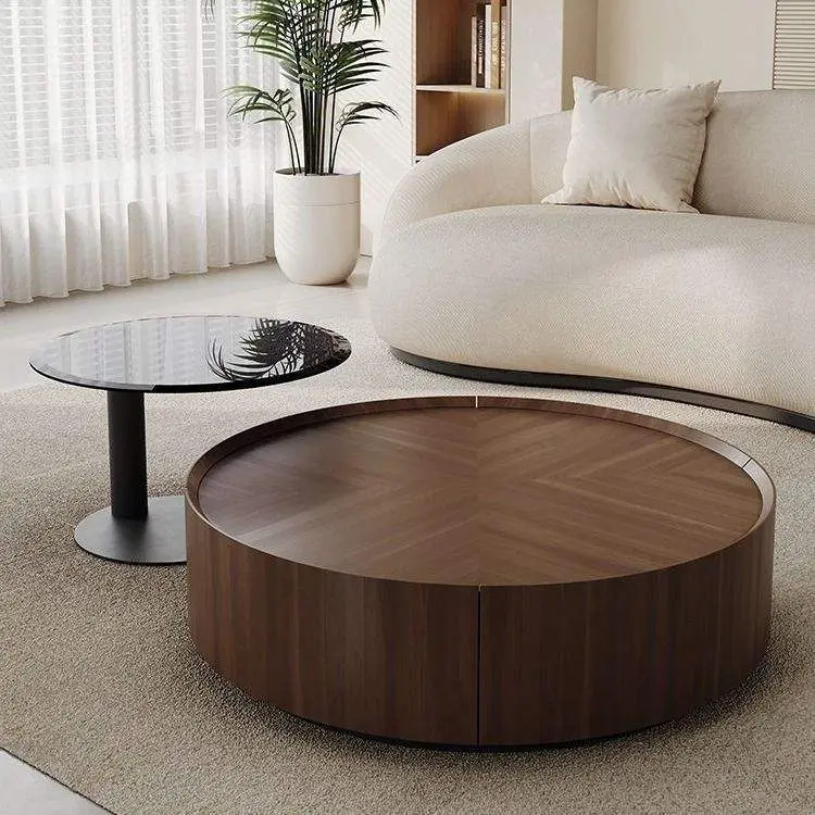 Nordic Solid Wood Coffee Table Set for Living Room Household Use Round Designer Light Luxury — image 3