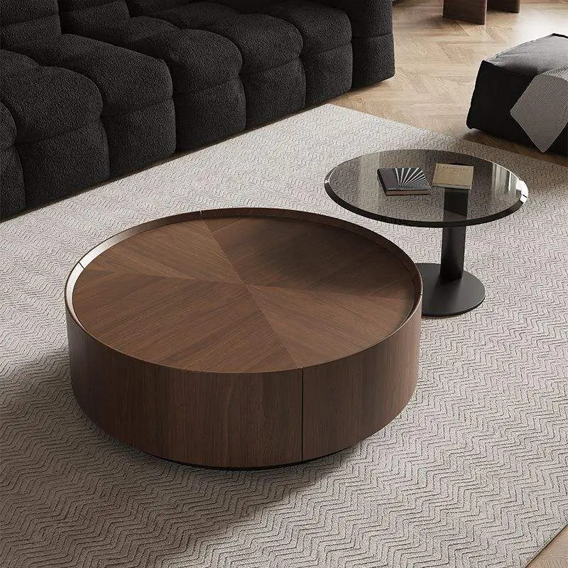 Nordic Solid Wood Coffee Table Set for Living Room Household Use Round Designer Light Luxury — image 4