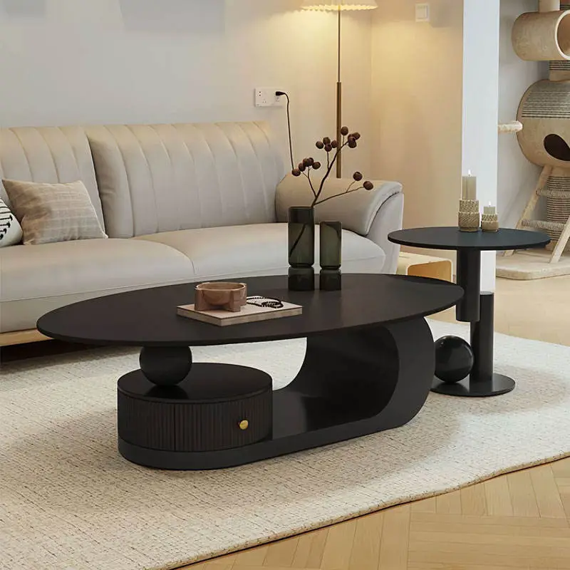 Granite Slab Coffee Table for Living Room, New Elliptical Coffee Table for Small Spaces, Simple Granite Slab Coffee Table — image 3