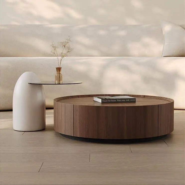 Nordic Luxury Solid Wood Coffee Table Set for Living Room Household Use Round Designer — image 4
