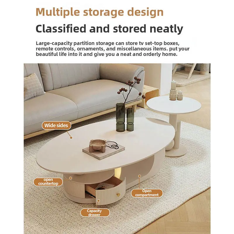 Granite Slab Coffee Table for Living Room, New Elliptical Coffee Table for Small Spaces, Simple Granite Slab Coffee Table — image 4