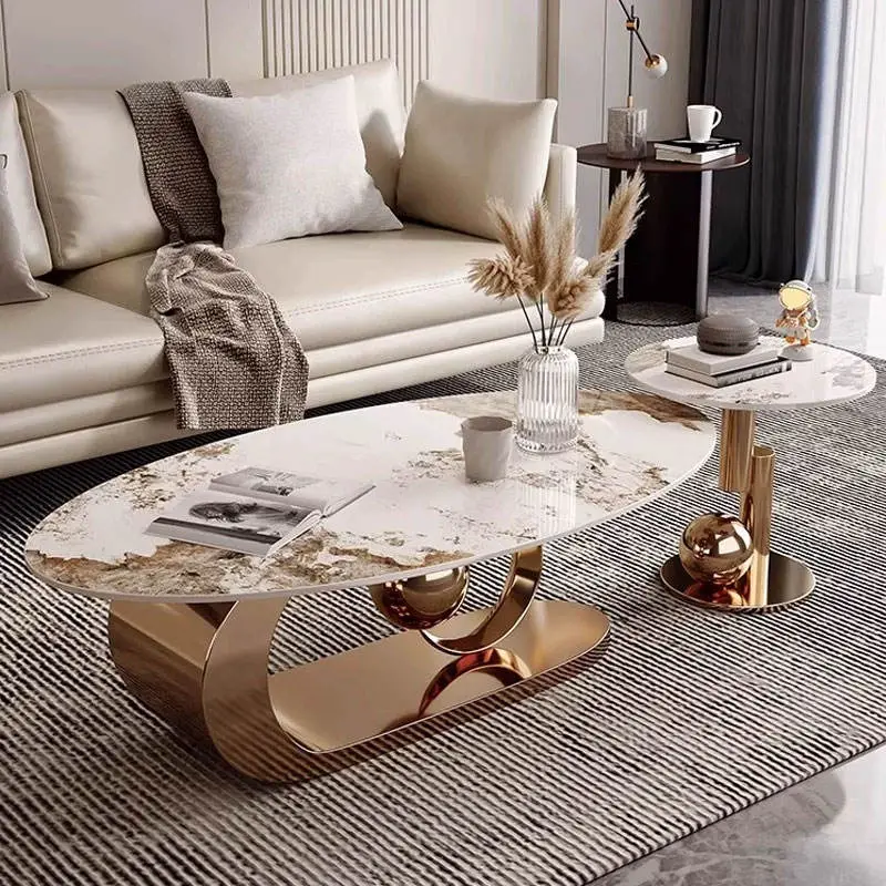 Italian Pandora Rock Tea Table Light Luxury High-End Modern Living Room Bedroom Simple Combination for Hotel Use — view 1