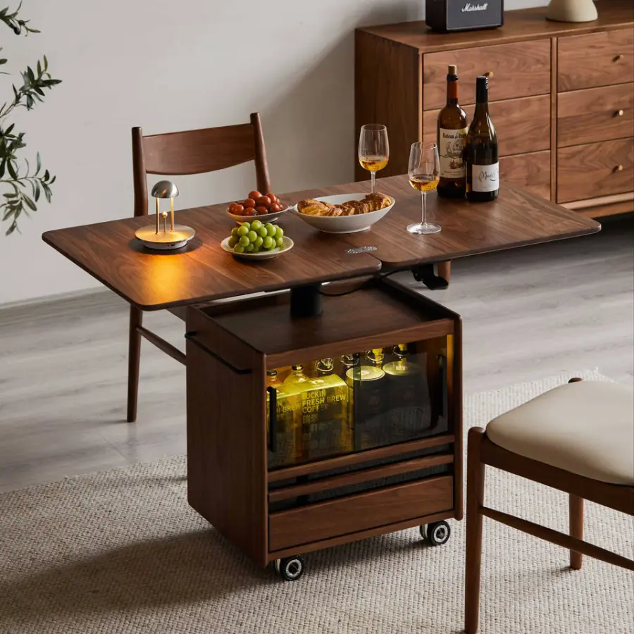 Manufacturer Wholesale Luxury Modern Solid Wood Lift Coffee Table Living Room Home Furniture Transformable Side Table — view 1