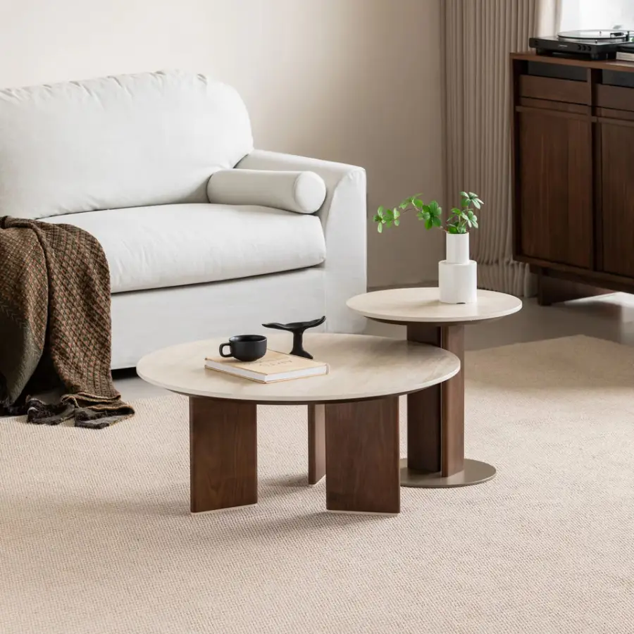 Manufacturer Wholesale Home Adjustable Height Wooden Modular Coffee Table Living Room Multifunctional Solid Wood Round T — view 1