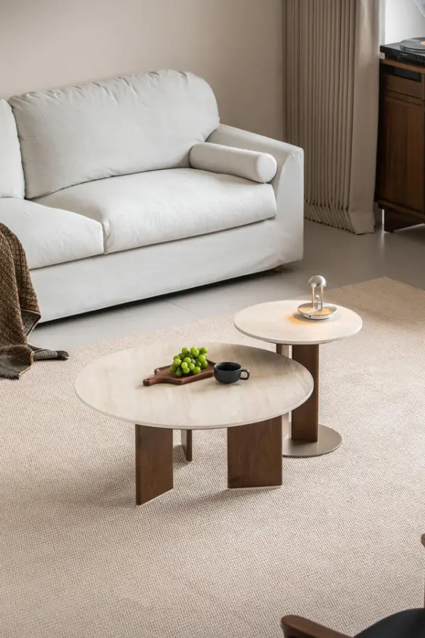 Manufacturer Wholesale Home Adjustable Height Wooden Modular Coffee Table Living Room Multifunctional Solid Wood Round Table — image 3