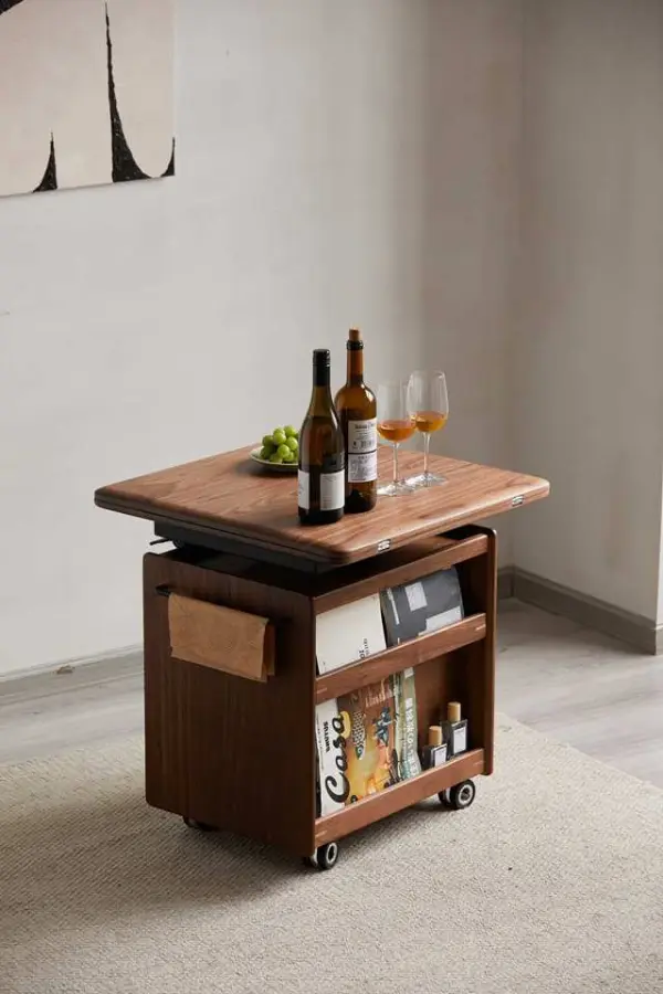 Manufacturer Wholesale Luxury Modern Solid Wood Lift Coffee Table Living Room Home Furniture Transformable Side Table — image 4
