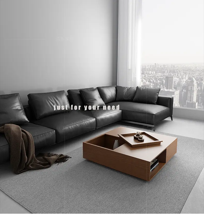 Factory Direct Sale Nordic Modern Minimalist Coffee Table Creative Irregular Home Living Room Storage Square Black Coffee Table — image 3
