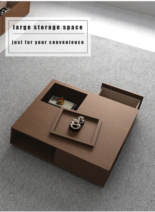 Factory Direct Sale Nordic Modern Minimalist Coffee Table Creative Irregular Home Living Room Storage Square Black Coffee Table — image 5