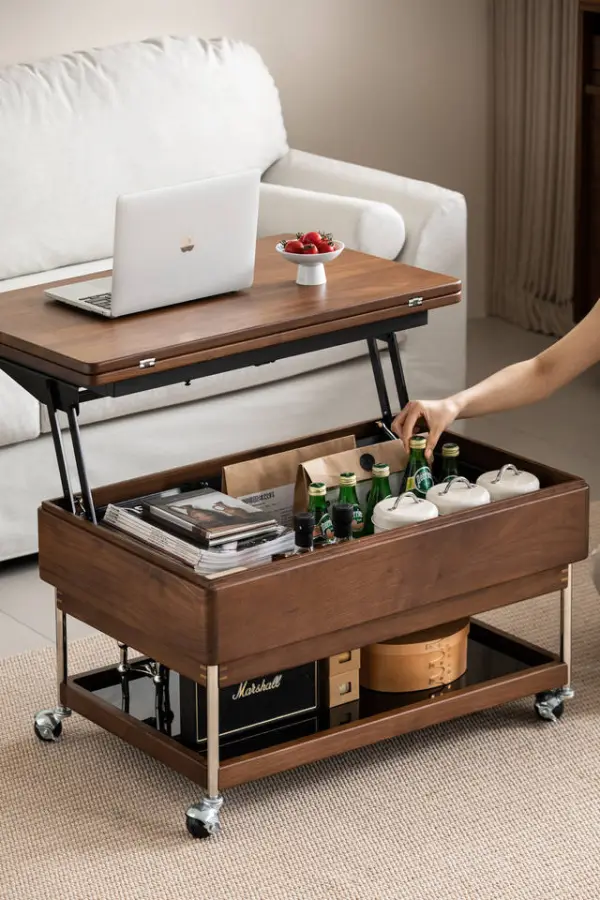 Factory Wholesale Large Storage Multifunction Modern Coffee Table with Lift-Up Top and Solid Wood for Living Room — image 3