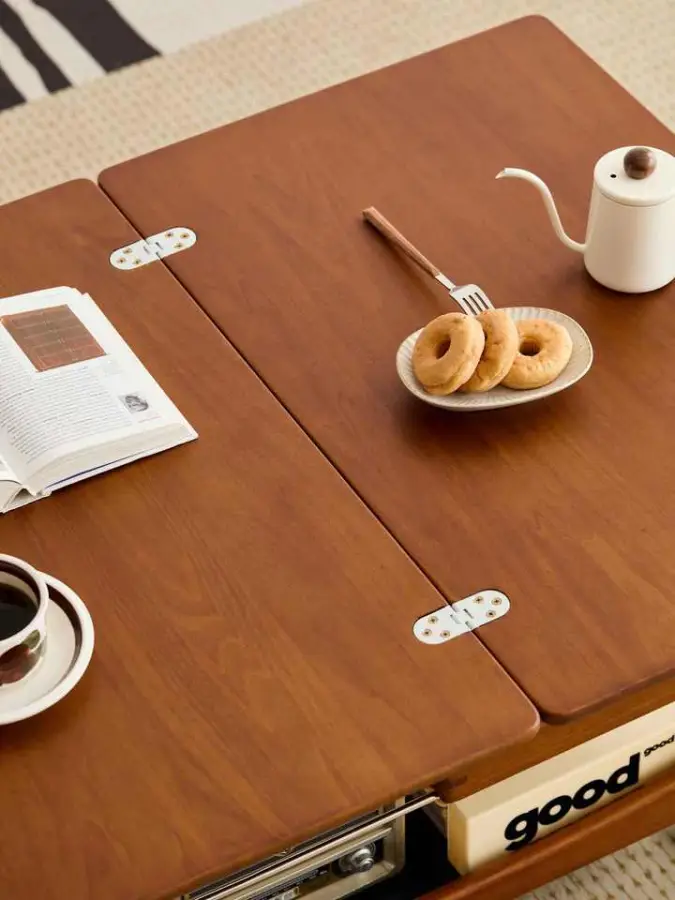 Factory Wholesale Adjustable Wooden Coffee Table Living Room Furniture Folding Tea End Table with Wheels for Home Use — image 5