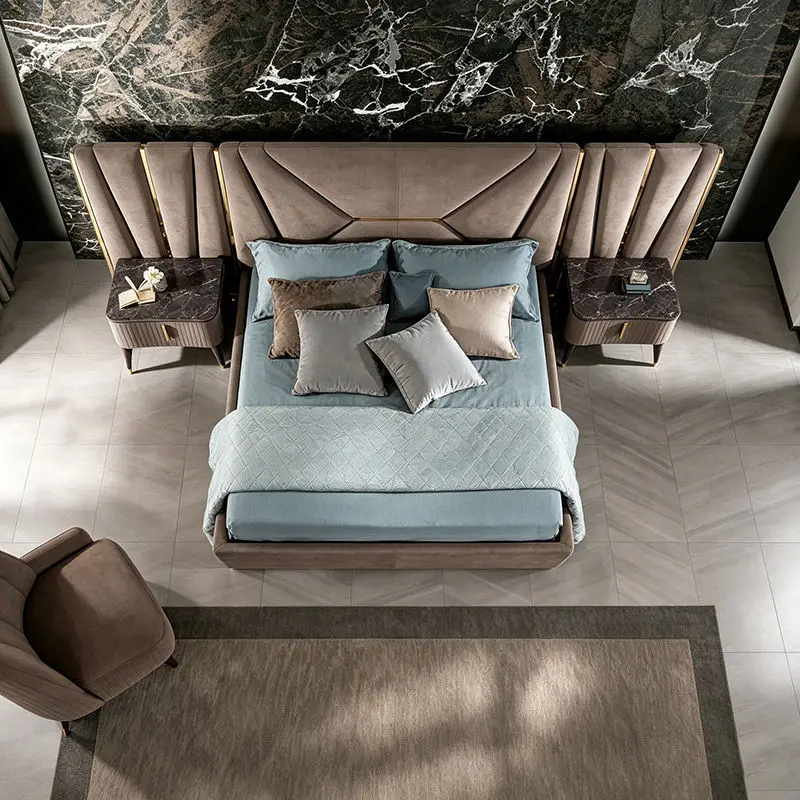 Exquisite Italian Crafted Luxury Bed Manufacturer Customizing Luxurious Bedroom Sets with High Padded Headboards — image 4