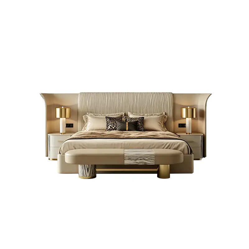 High End Italian Master Wood Bed Nordic Style Soft Backrest Perfect for Designers Project Dealers in Hotel Home — image 2