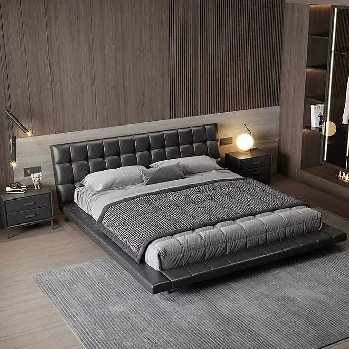 High Quality Italian Modern Leather Double Latest Design Bed and king Size Bed for Bedroom Furniture Set — view 1