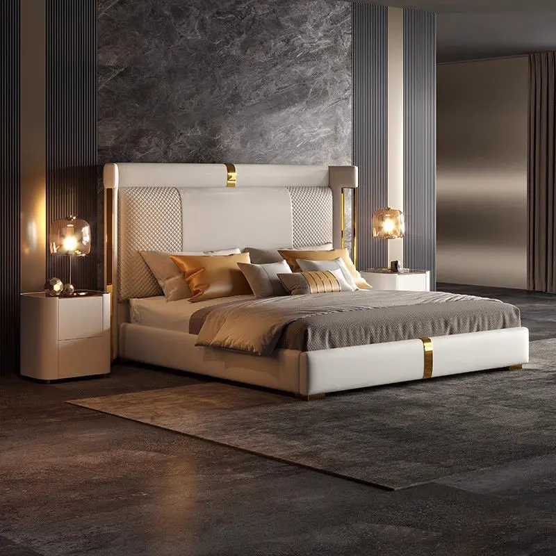Italian Luxury Modern Frame High-End Up-Holstered Wooden Bedroom Furniture Set Stylish Size Customizable — view 1