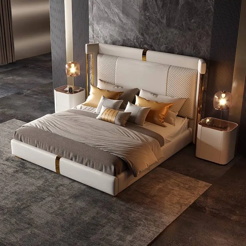 Italian Luxury Modern Frame High-End Up-Holstered Wooden Bedroom Furniture Set Stylish Size Customizable — image 2