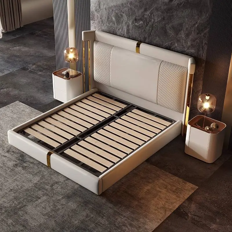 Italian Luxury Modern Frame High-End Up-Holstered Wooden Bedroom Furniture Set Stylish Size Customizable — image 3