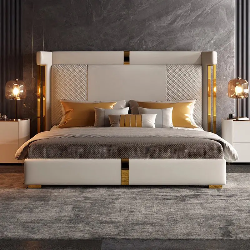 Italian Luxury Modern Frame High-End Up-Holstered Wooden Bedroom Furniture Set Stylish Size Customizable — image 4