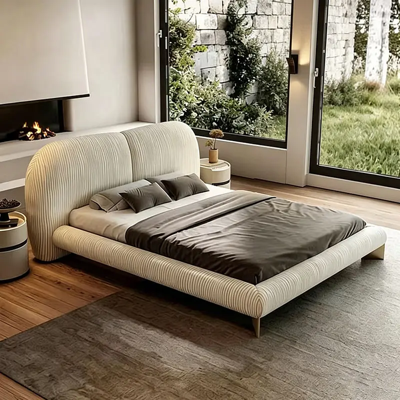 Luxurious Elegant Modern Design High-quality Upholstered King-sized Bed Pine Wood Frame Storage Auxford Bedroom Set — image 3