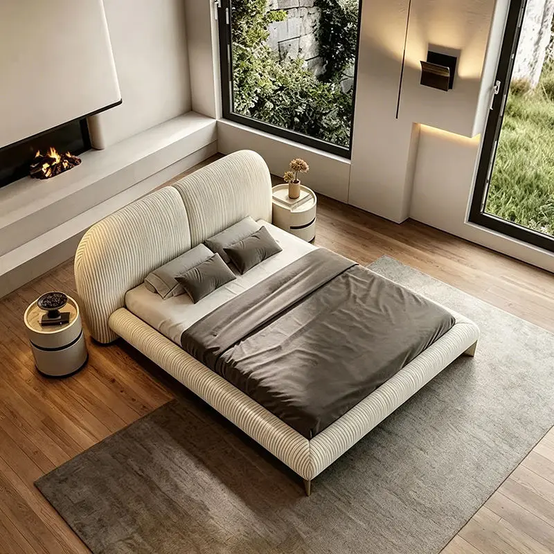 Luxurious Elegant Modern Design High-quality Upholstered King-sized Bed Pine Wood Frame Storage Auxford Bedroom Set — image 4