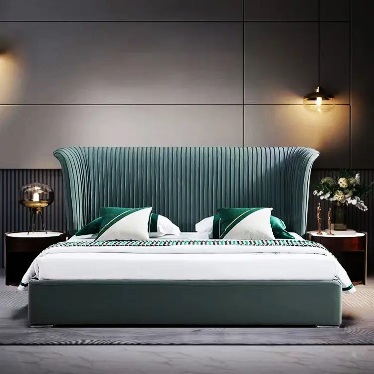 Hot Sale Fashion High Quality Solid Wood king Size Bed Frame Minimalist Bedroom Set Furniture Double Bed — image 3