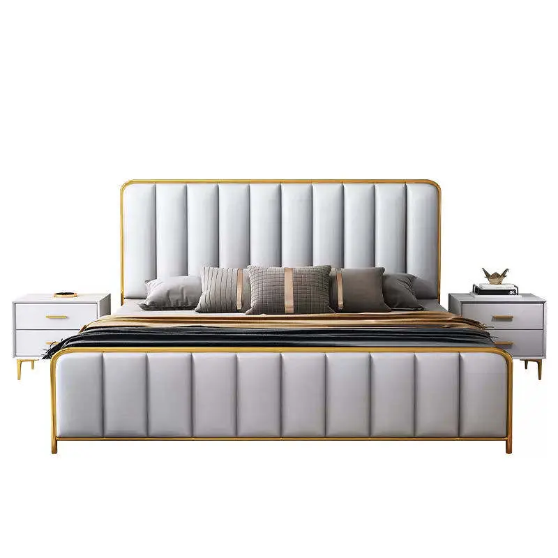 New Design Factory Offer Luxury Leather Bed Modern Bedroom Furniture king Size Queen Size Bed Available — view 1