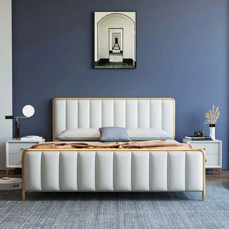 New Design Factory Offer Luxury Leather Bed Modern Bedroom Furniture king Size Queen Size Bed Available — image 2