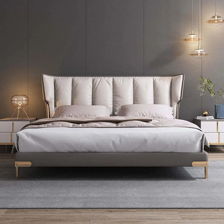 New Design Factory Offer Luxury Leather Bed Modern Bedroom Furniture king Size Queen Size Bed Available — image 6