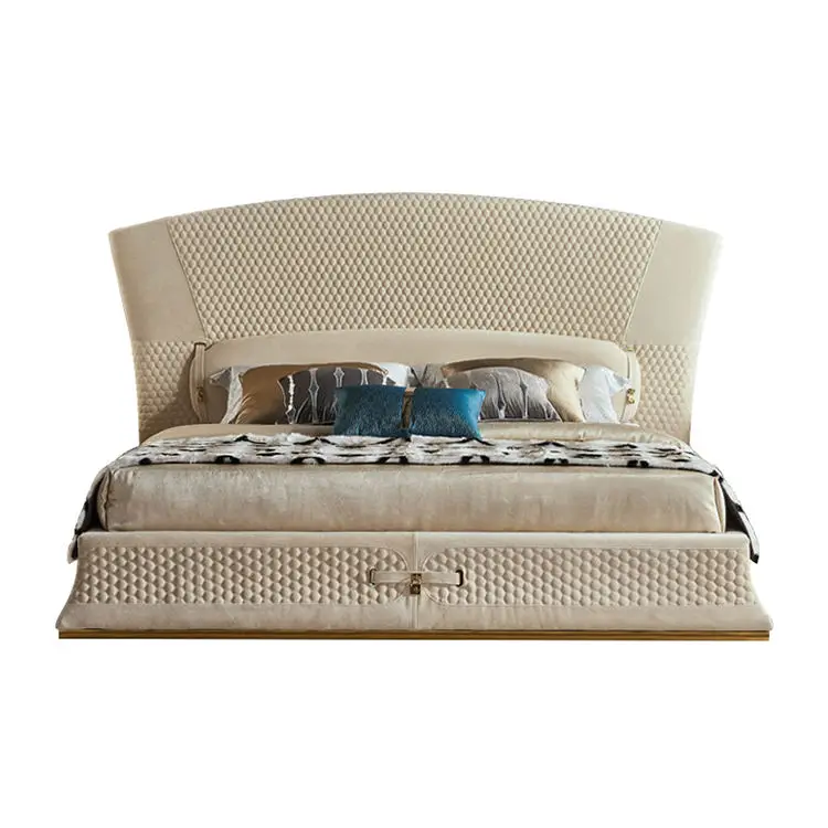 Modern Italian Luxury King Size Bed Genuine Leather Upholstery Strong Support Customizable Color-Auxford AUX-B1909 Bedroom — image 4