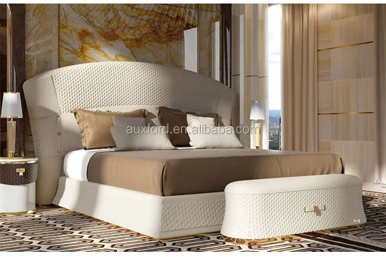 Modern Italian Luxury King Size Bed Genuine Leather Upholstery Strong Support Customizable Color-Auxford AUX-B1909 Bedroom — image 6