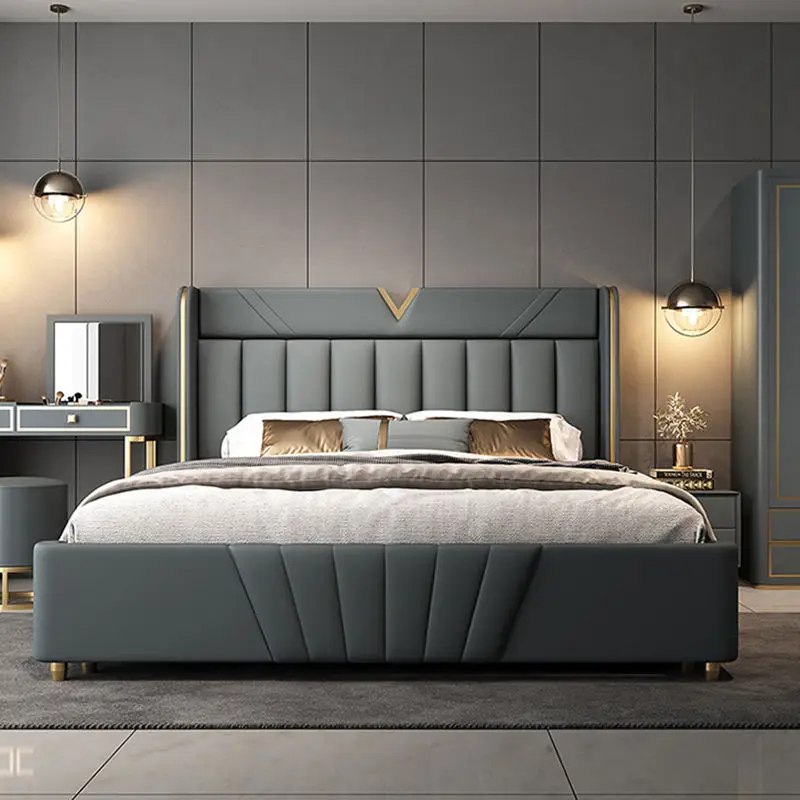 2024 Auxford B2405 Italy Leather Soft Bed Modern Design Comfortable Hot Sale Cheap Bedroom Furniture King Size — view 1