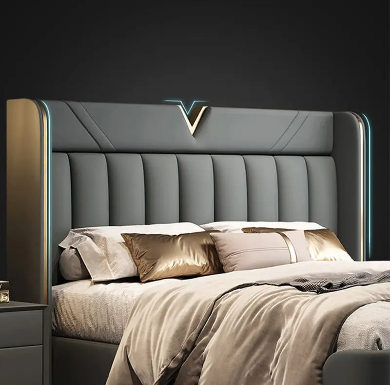 2024 Auxford B2405 Italy Leather Soft Bed Modern Design Comfortable Hot Sale Cheap Bedroom Furniture King Size — image 2