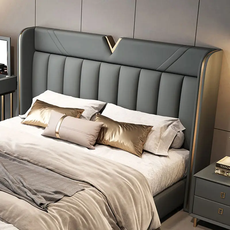 2024 Auxford B2405 Italy Leather Soft Bed Modern Design Comfortable Hot Sale Cheap Bedroom Furniture King Size — image 3
