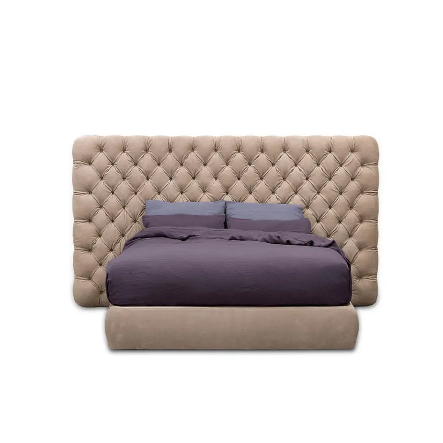 Luxury European Bed Room Set Modern Furniture Solid Wood Bedroom Sets Velvet Queen Size Furniture Fabric Bed — image 2