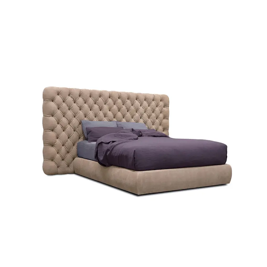 Luxury European Bed Room Set Modern Furniture Solid Wood Bedroom Sets Velvet Queen Size Furniture Fabric Bed — image 3